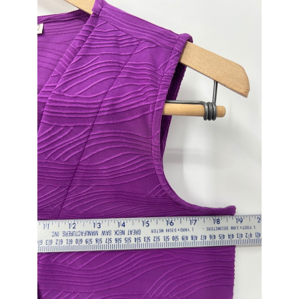 Dana Buchman Purple Textured Wave V-Neck Sleeveless‎ Top Petites PL - Picture 3 of 8